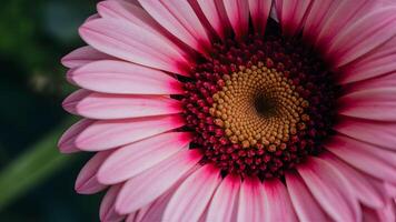 ai generiert schließen oben Rosa Gerbera Blume wie Hintergrund Bild, eng foto