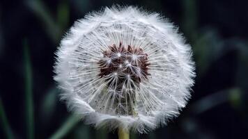 ai generiert Jahrgang Makro von Löwenzahn Blume, Sanft extrem schließen hoch, abstrakt foto