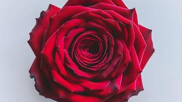 ai generiert Gegenstand schön rot Rose Makro isoliert auf makellos Weiß Hintergrund foto