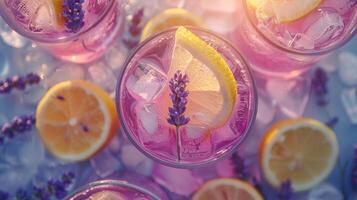 ai generiert Lavendel Limonade auf Hintergrund foto