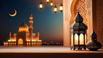 ai generiert kostenlos Ramadan kareem Luxus islamisch Hintergrund foto