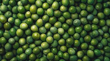 ai generiert frisch Grün Oliven mit Blätter foto