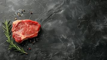 ai generiert roh Fleisch auf Tabelle foto