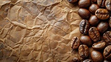 ai generiert Kaffee Bohnen fallen in Stapel foto