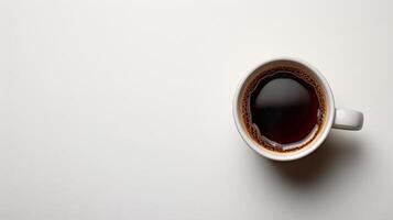ai generiert Tasse von Kaffee auf Weiß Tabelle foto