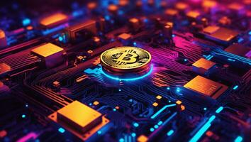 ai generiert Bitcoin Kryptowährung Digital Geld golden Münze Technologie Konzept Kryptowährung Bitcoin foto