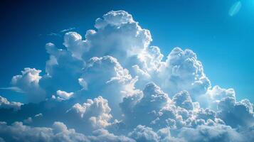 ai generiert Blau Himmel gefüllt mit Weiß Wolken foto
