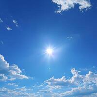 ai generiert Sommer- Schönheit Blau Himmel mit klar und wolkig Sonnenschein zum Sozial Medien Post Größe foto