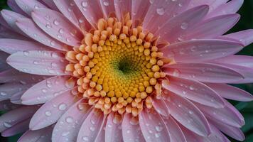 ai generiert stockphoto abstrakt Makro Foto von Blume mit Wasser Tropfen, künstlerisch Bewegung