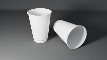 Weiß Papier Tasse Attrappe, Lehrmodell, Simulation 3d Rendern Illustration foto