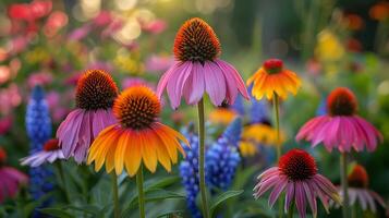 ai generiert natürlich medizinisch Echinacea Blumen Garten foto