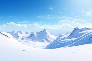 ai generiert schneebedeckt Berg Spitzen unter ein klar Blau Himmel Hintergrund. generativ ai foto