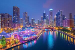 ai generiert das atemberaubend Stadt Horizont von Chicago foto