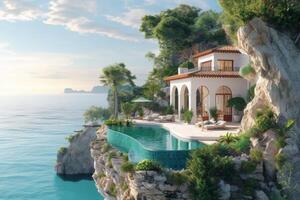 ai generiert ein atemberaubend Strand Villa foto