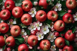 ai generiert ästhetisch Apfel Blumen Teller Natur. generieren ai foto