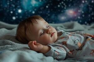 ai generiert friedlich Baby Nacht Träume. generieren ai foto