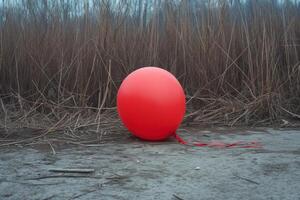 ai generiert verworfen Luft Ballon entleert im Natur Feld. generieren ai foto