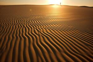 ai generiert das Sonne Gießen lange Schatten auf das Sand. generativ ai foto