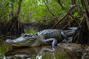 ai generiert gezackt Alligator Kopf. generieren ai foto