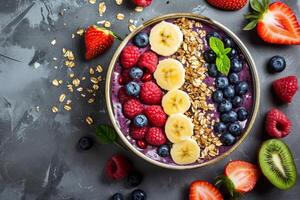 ai generiert acai Schüssel Essen Früchte. generieren ai foto