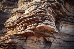 ai generiert ein schließen oben von ein verwittert und belastbar Felsen Formation, geformt durch das Passage von Zeit. generativ ai foto