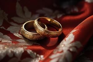 ai generiert Hochzeit Ringe ausgetauscht während ein Zeremonie. generativ ai foto