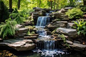 ai generiert Kaskadierung Wasserfall Erstellen ein atemberaubend natürlich Wasser Besonderheit. generativ ai foto