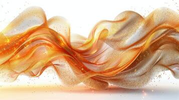 ai generiert Weiß und Orange Flüssigkeit Welle auf Weiß Hintergrund foto