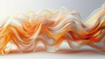 ai generiert Weiß und Orange Flüssigkeit Welle auf Weiß Hintergrund foto