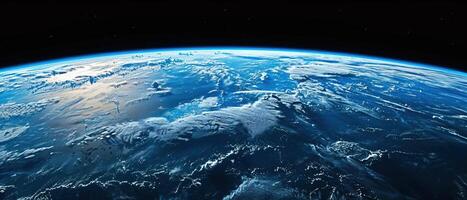 ai generiert ein atemberaubend Bild von das Erden Krümmung Hervorheben das dünn Blau Linie von das Atmosphäre im äußere Raum. foto