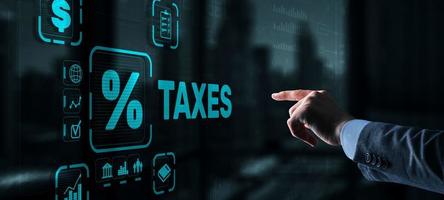 Konzept der von Einzelpersonen und Körperschaften gezahlten Steuern wie Mehrwertsteuer, Einkommensteuer und Vermögenssteuer. Hintergrund für Ihr Unternehmen