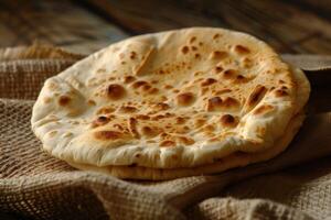 ai generiert Pita-Brot Brot Fladenbrot Essen Bäckerei Mittelmeer gesund Snack gebacken traditionell foto