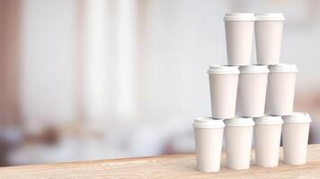 das Kaffee Papier Tasse zum heiß trinken oder Gesundheit Konzept 3d Rendern foto