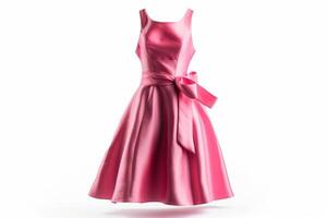 ai generiert Rosa Kleid isoliert auf Weiß Hintergrund. 3d Wiedergabe. Ausschnitt Pfad inbegriffen. foto