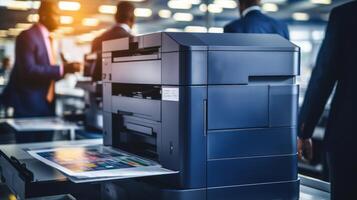 ai generiert Multifunktion Laser- Drucker im Büro mit Kopieren Raum zum Text foto