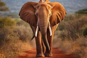 ai generiert majestätisch afrikanisch Elefant im es ist natürlich Lebensraum. fesselnd Safari Expedition Erfahrung foto
