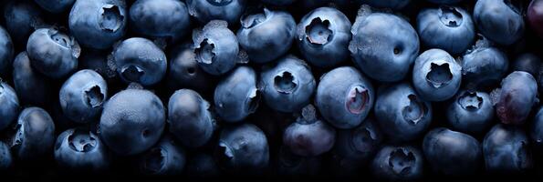 ai generiert köstlich Blaubeere Hintergrund Banner - - frisch organisch Beeren zum Essen Marketing und Design Projekte foto
