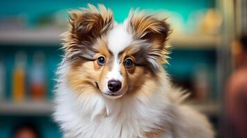ai generiert süß Rand Collie Hündchen Hund mit Raum zum Text - - hoch Qualität Nahansicht Porträt zum Marketing foto