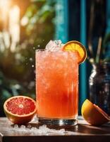 ai generiert alkoholisch Cocktail mit Grapefruit und Eis. selektiv Fokus. ai generativ foto