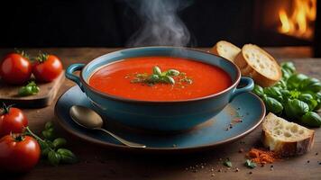 ai generiert köstlich Tomate Suppe foto