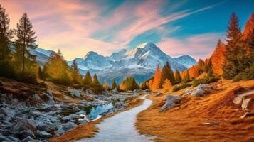 ai generiert Berg Herbst Farben Hintergrund foto