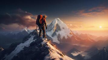 ai generiert Berg Kletterer Hintergrund foto