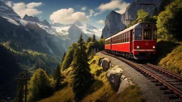 ai generiert Berg Eisenbahn Hintergrund foto