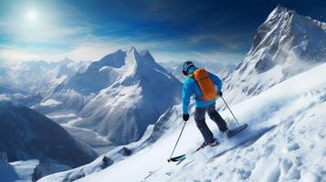 ai generiert Berg Skifahren Flucht Hintergrund foto