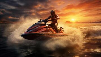 ai generiert Ozean Jet Ski Ausflug Hintergrund foto