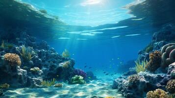 ai generiert Ozean Leben unter Wasser Hintergrund foto