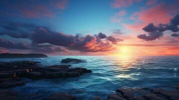 ai generiert Ozean Sonnenaufgang Meditation Hintergrund foto