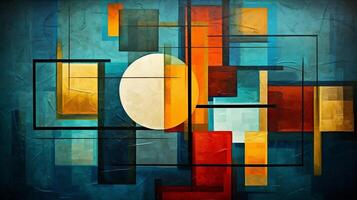 ai generiert Öl Gemälde abstrakt Collage von geometrisch Elemente foto