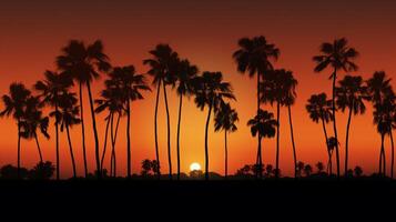 ai generiert Palme Baum Silhouetten Hintergrund foto