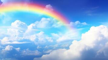 ai generiert Regenbogen im das Himmel Hintergrund foto